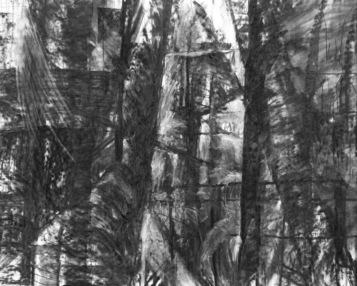Impressionistic conte or charcoal drawing