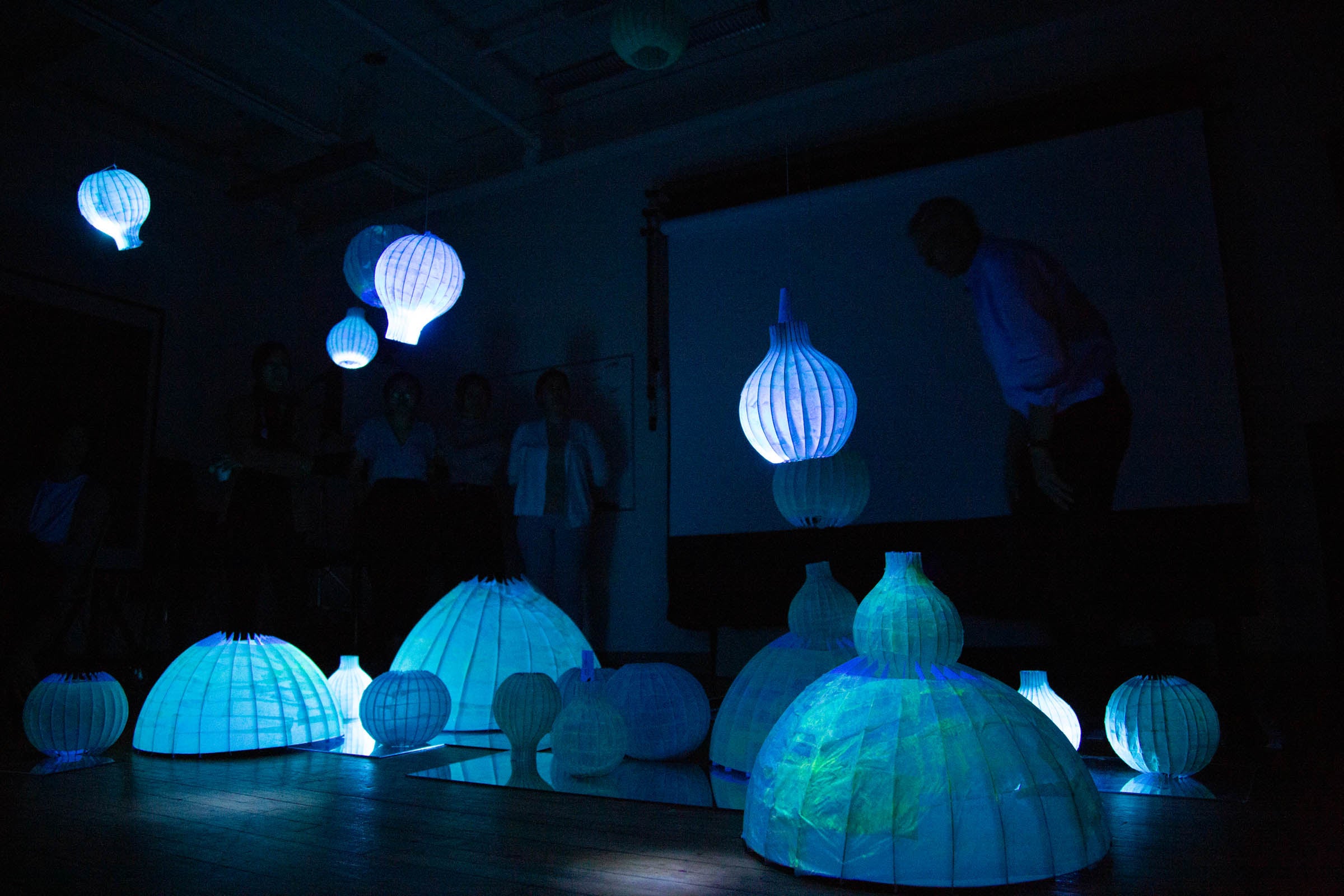 Rice paper domes  lit from the inside 
