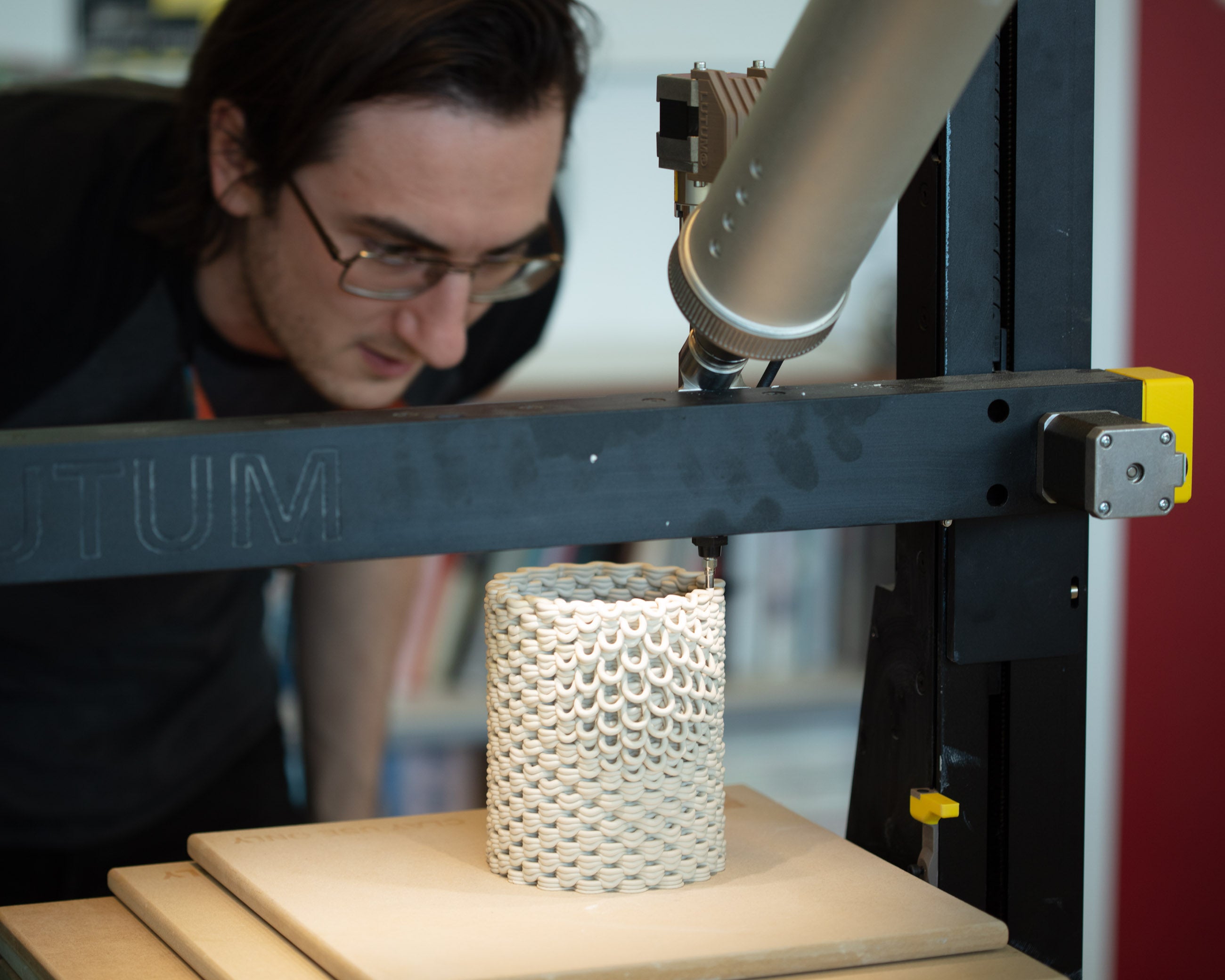 image of James and the 3D clay printer