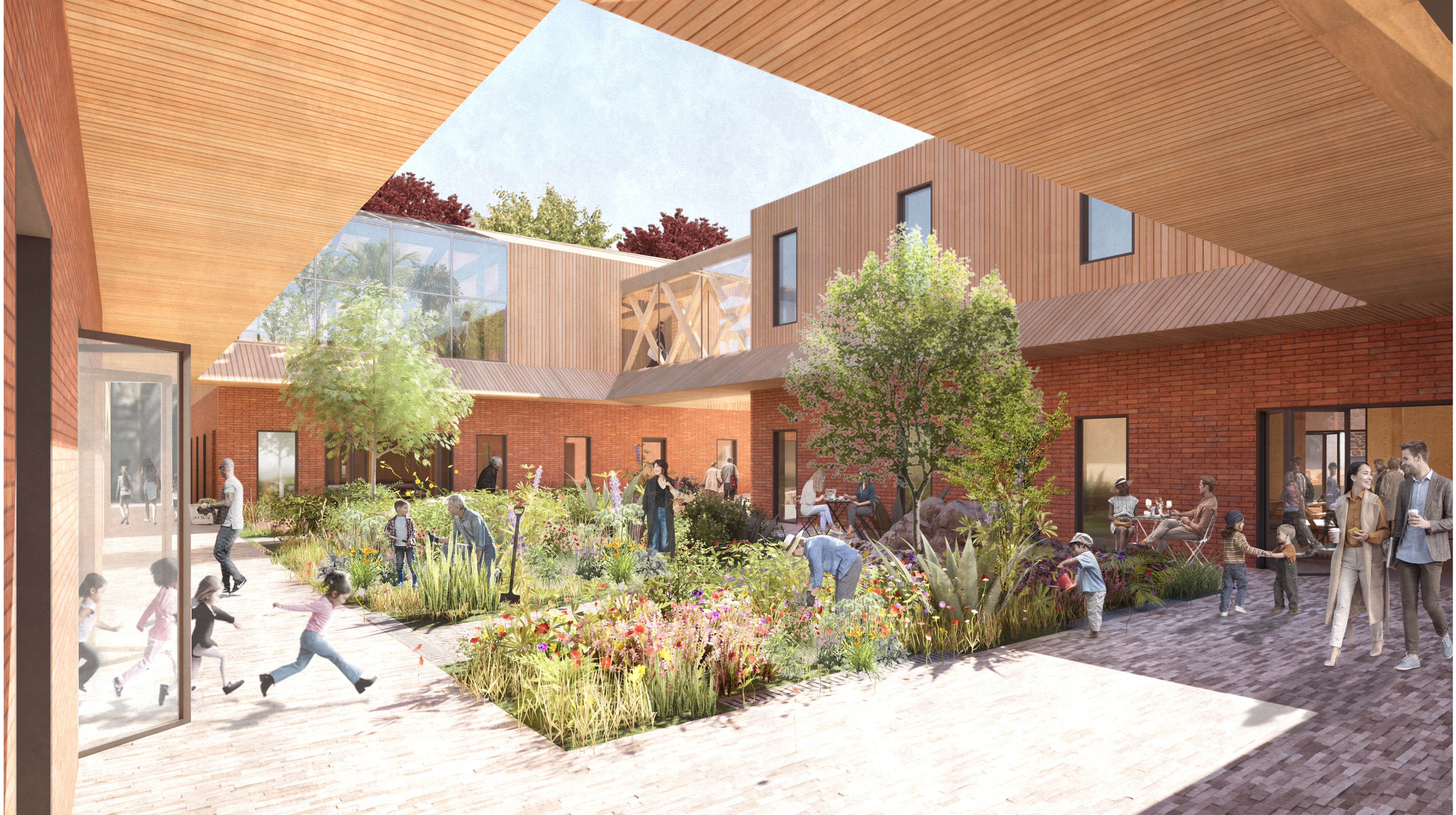 Market courtyard design rendering