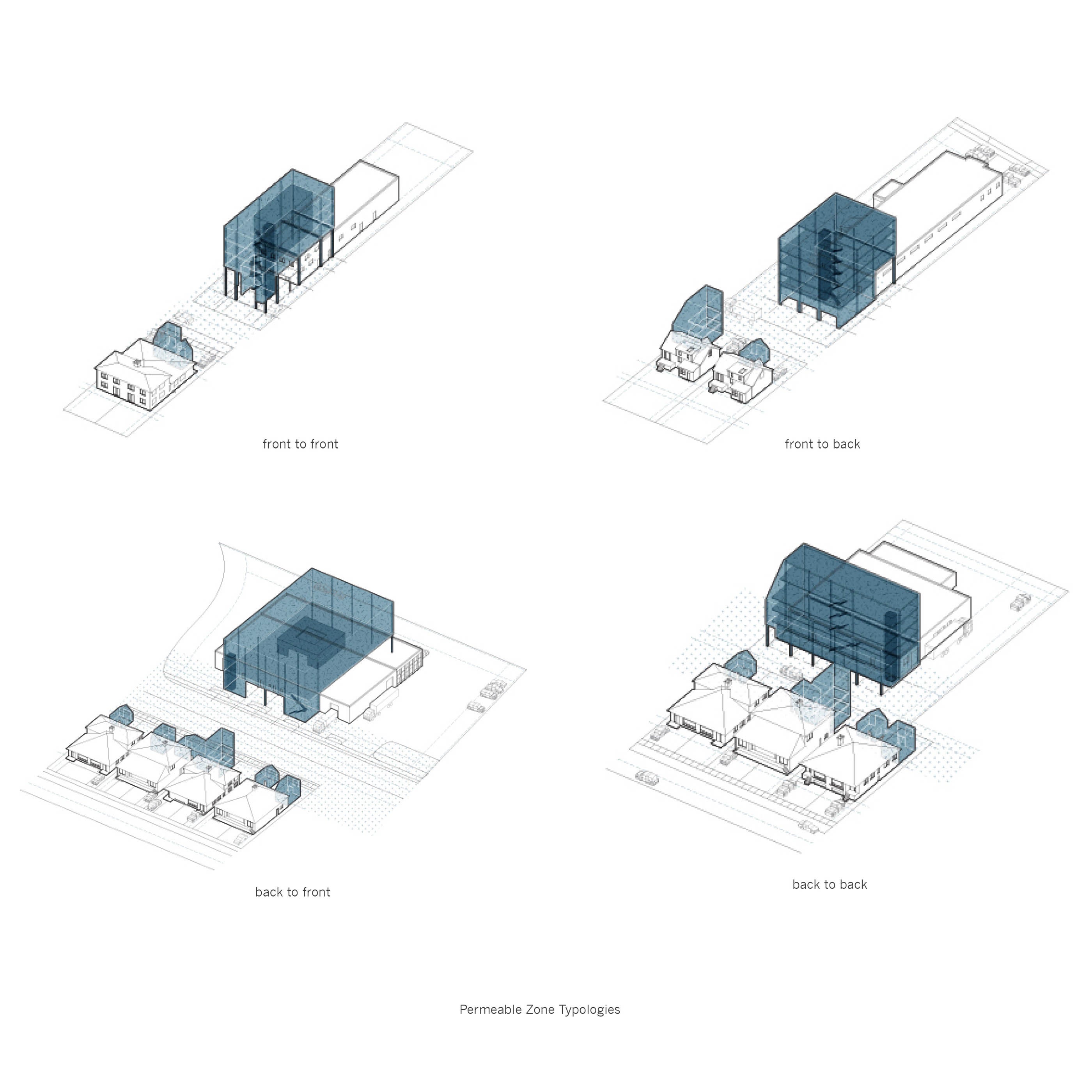 Illustrations of buildings in a mixed zone