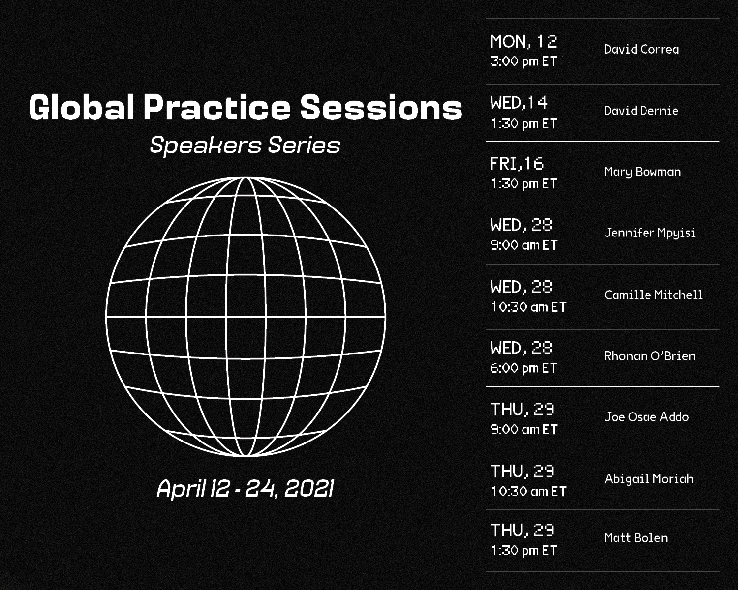 global practice banner with presenters names