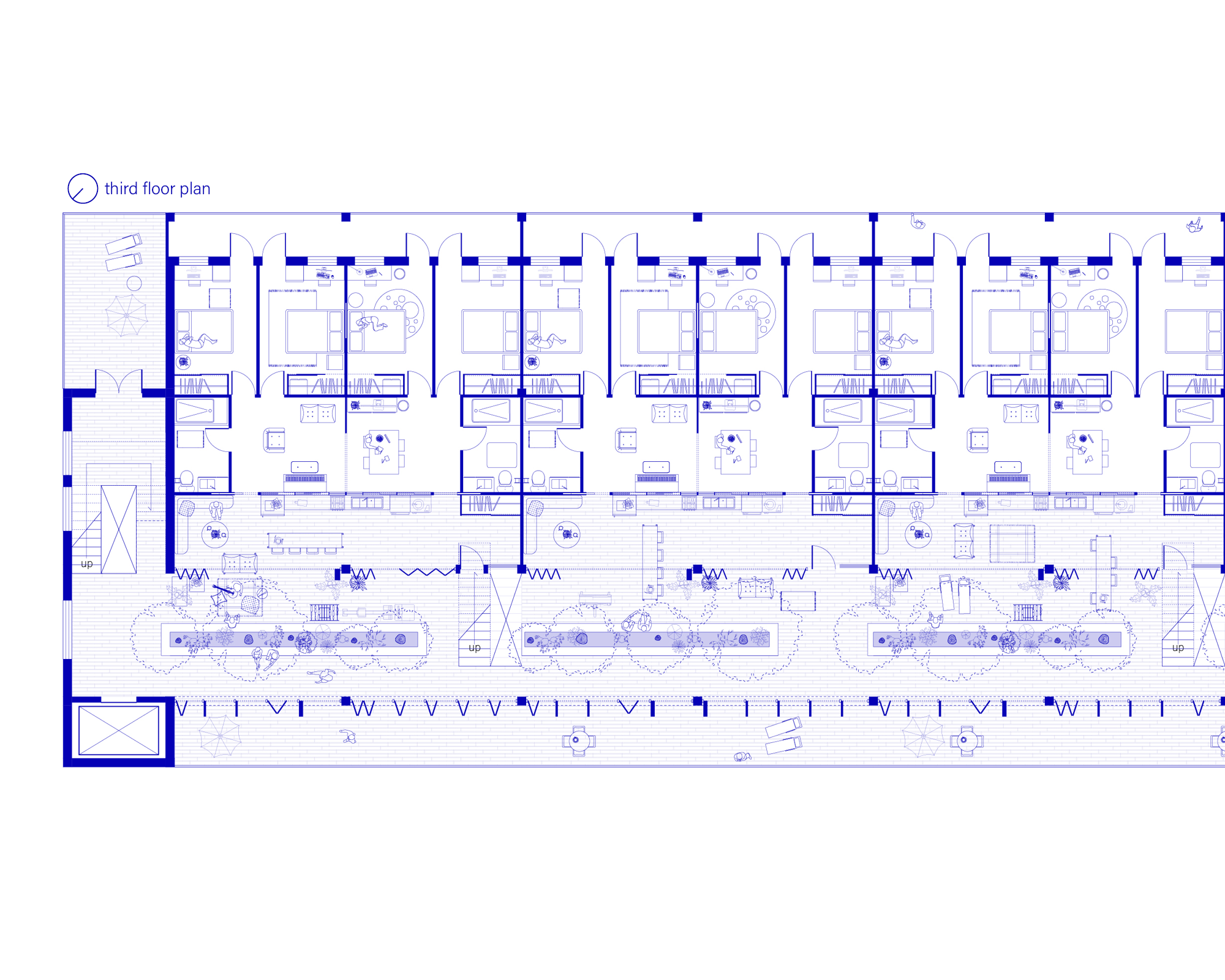 overhead architectural drawing of a building third floor plan