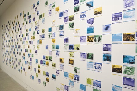 Wall covered with research photographs 