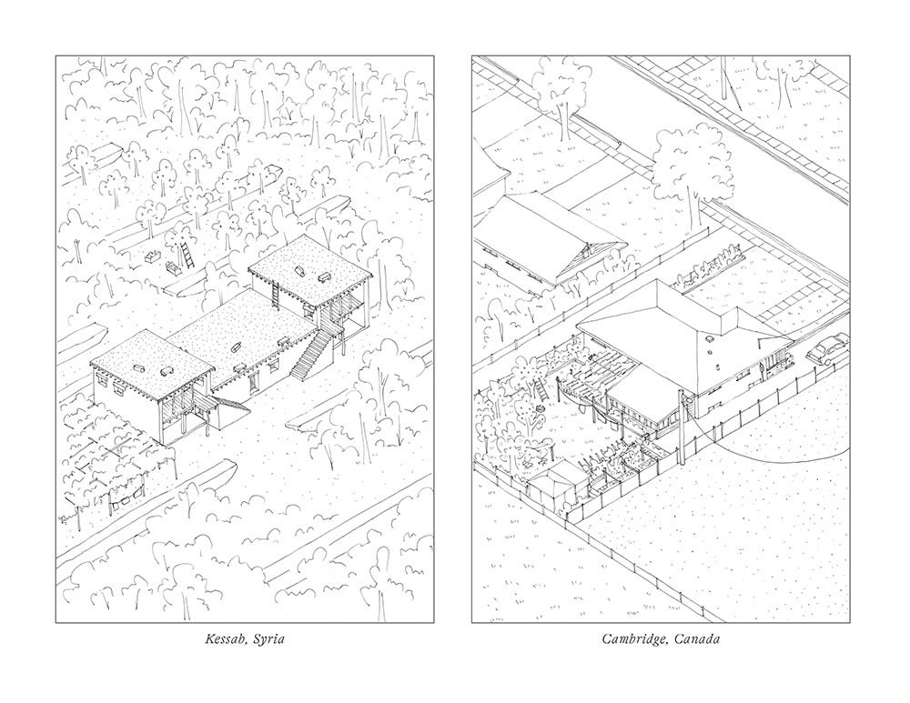 Line drawing 2 examples architecture, Syria, Cambridge
