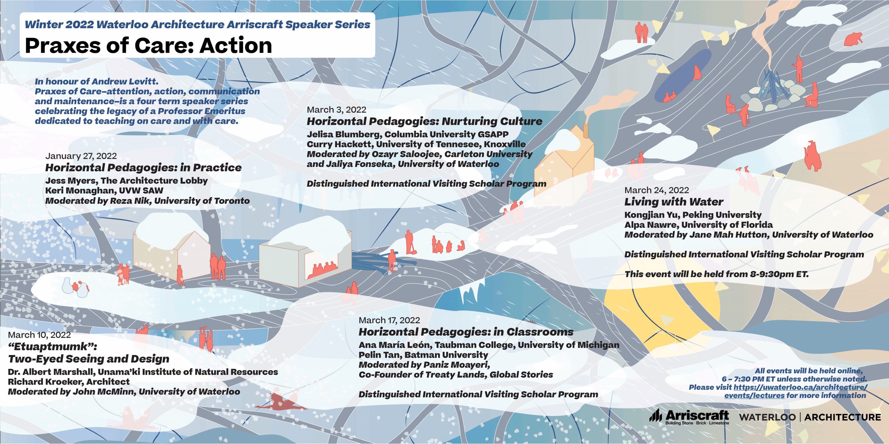 Winter 2022 Arriscraft Speaker Series poster. Design by Julia Nakanishi.