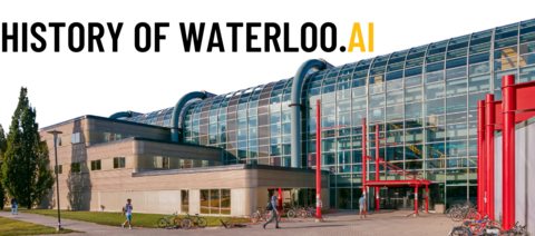 Image of Davis Centre Building - UW Campus with a "History of Waterloo.AI" heading.