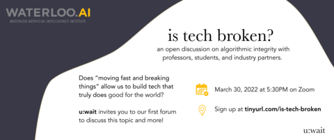 Image of &quot;Is Tech Broken?&quot; event banner.