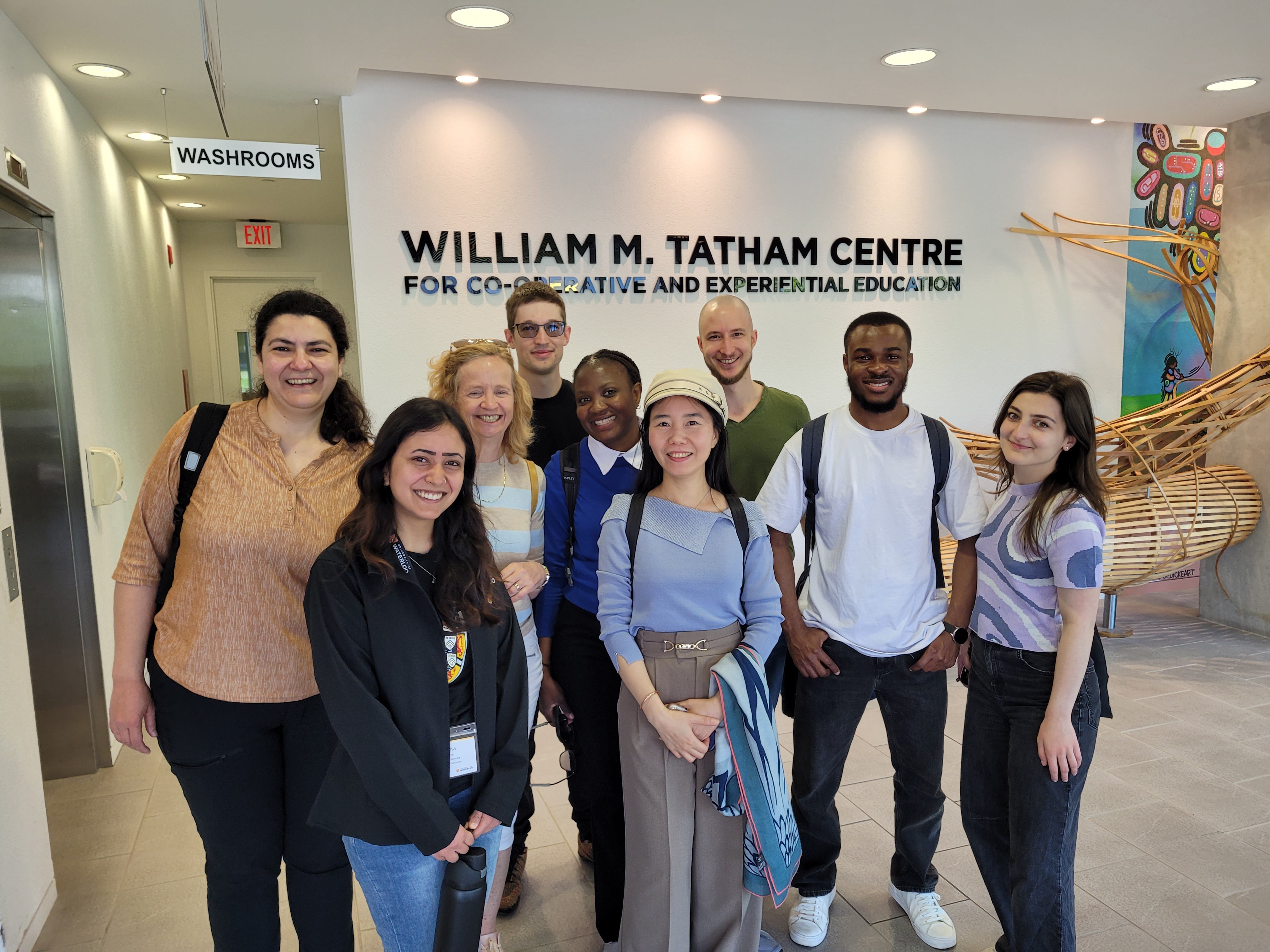 NTNU delegation and Waterloo hosts gathered at the William M. Tatham Centre for Co-operative and Experiential Education during the May 2026 campus visit.
