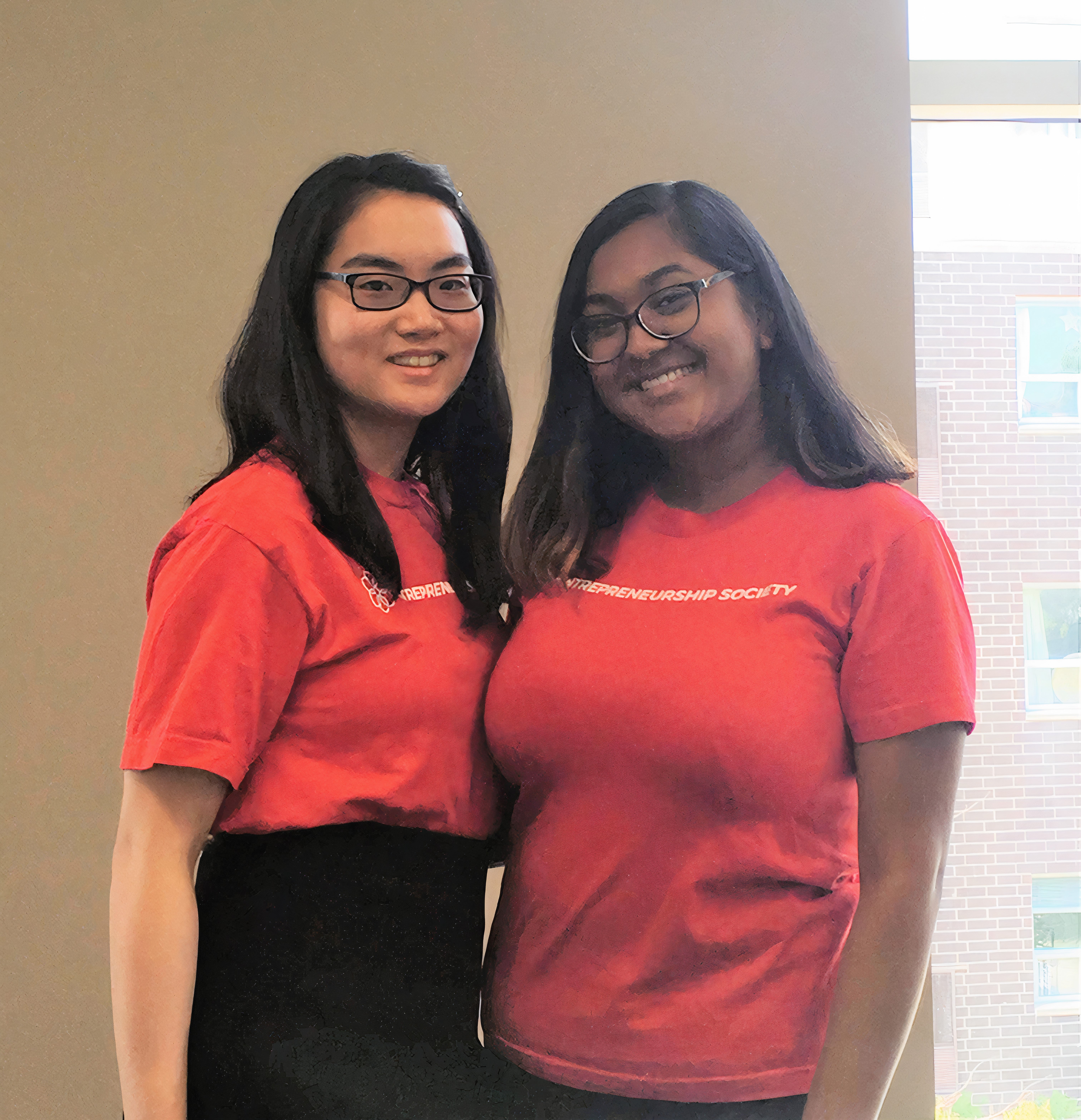 Amy Tai and Sara Ahmed, right, co-presidents of Entrepreneurship Society in Spring 2019.