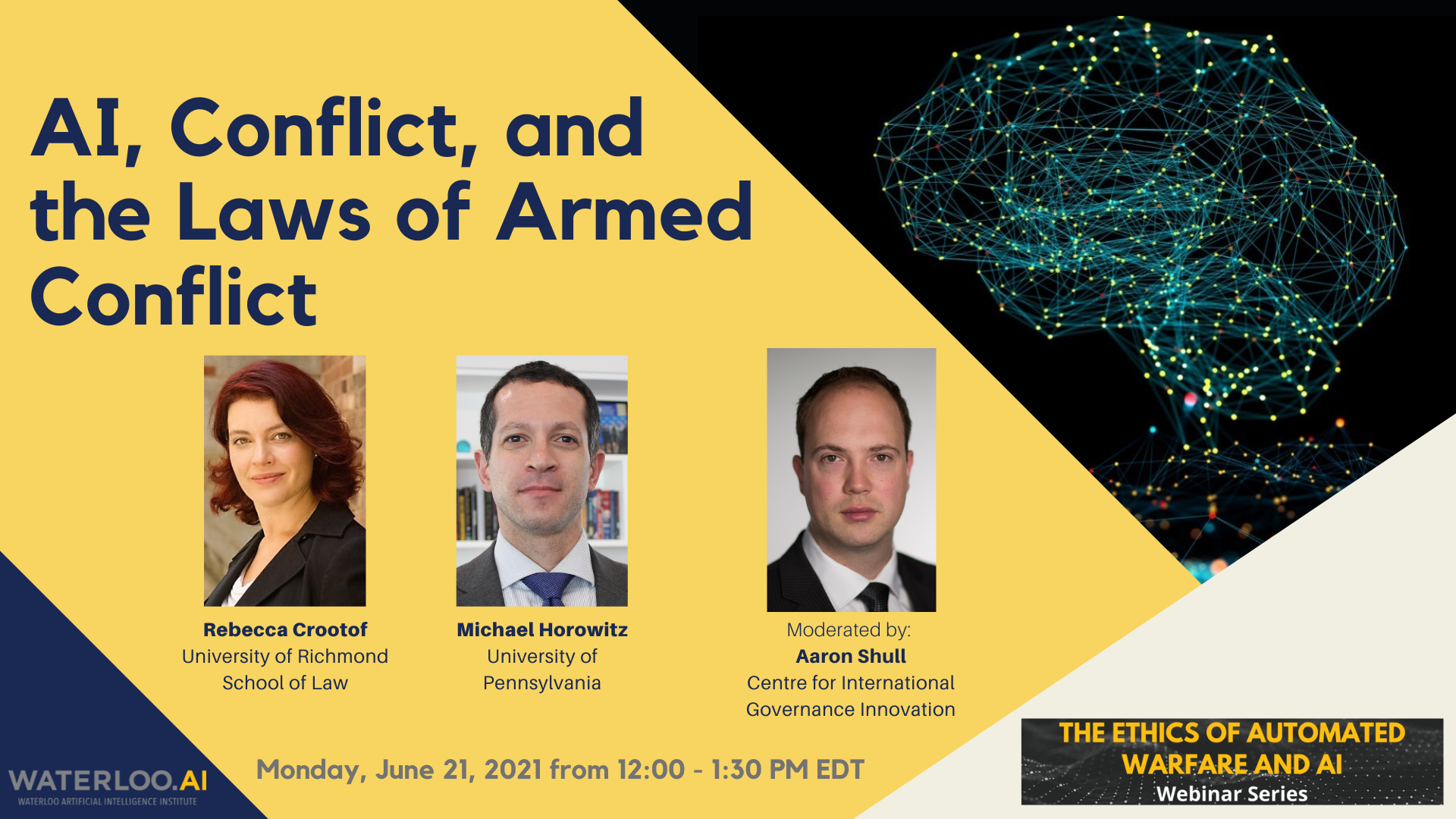 AI, Conflict, and the Laws of Armed Conflict event poster