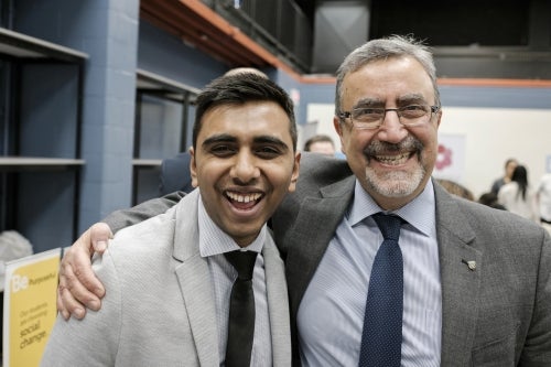 UWaterloo President smiling with student