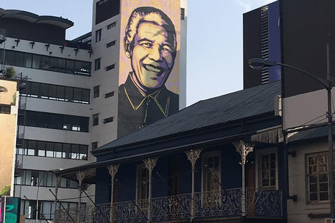 Nelson Mandela mural on building side