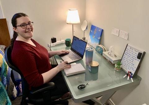 Alexandra Kale working at desk