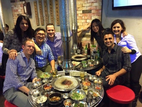 Kevin Royal with his colleagues at Korean restaurant