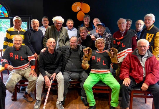 Group photo of the Road Hockey League members at their reunion