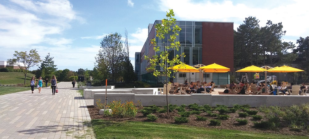 South Commons with patio lounge area and new stone pathway