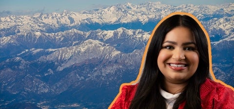 Taran Kandhola with snowy mountain range background