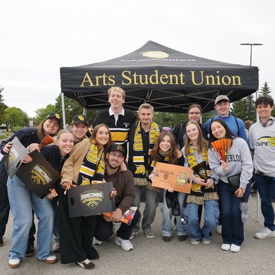 group of students celebrating school spirit for homecoming