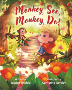 Book cover featuring an illustration of a young boy in the forest with a young monkey