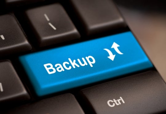 A backspace key that says backup