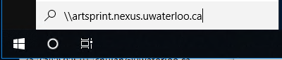type \\artsprint.nexus.uwaterloo.ca in the start search bar of a windows system
