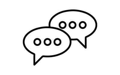 A cartoon of one speech balloon overlapping another to suggest conversation