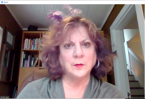 Sheila Ager on Zoom video meeting