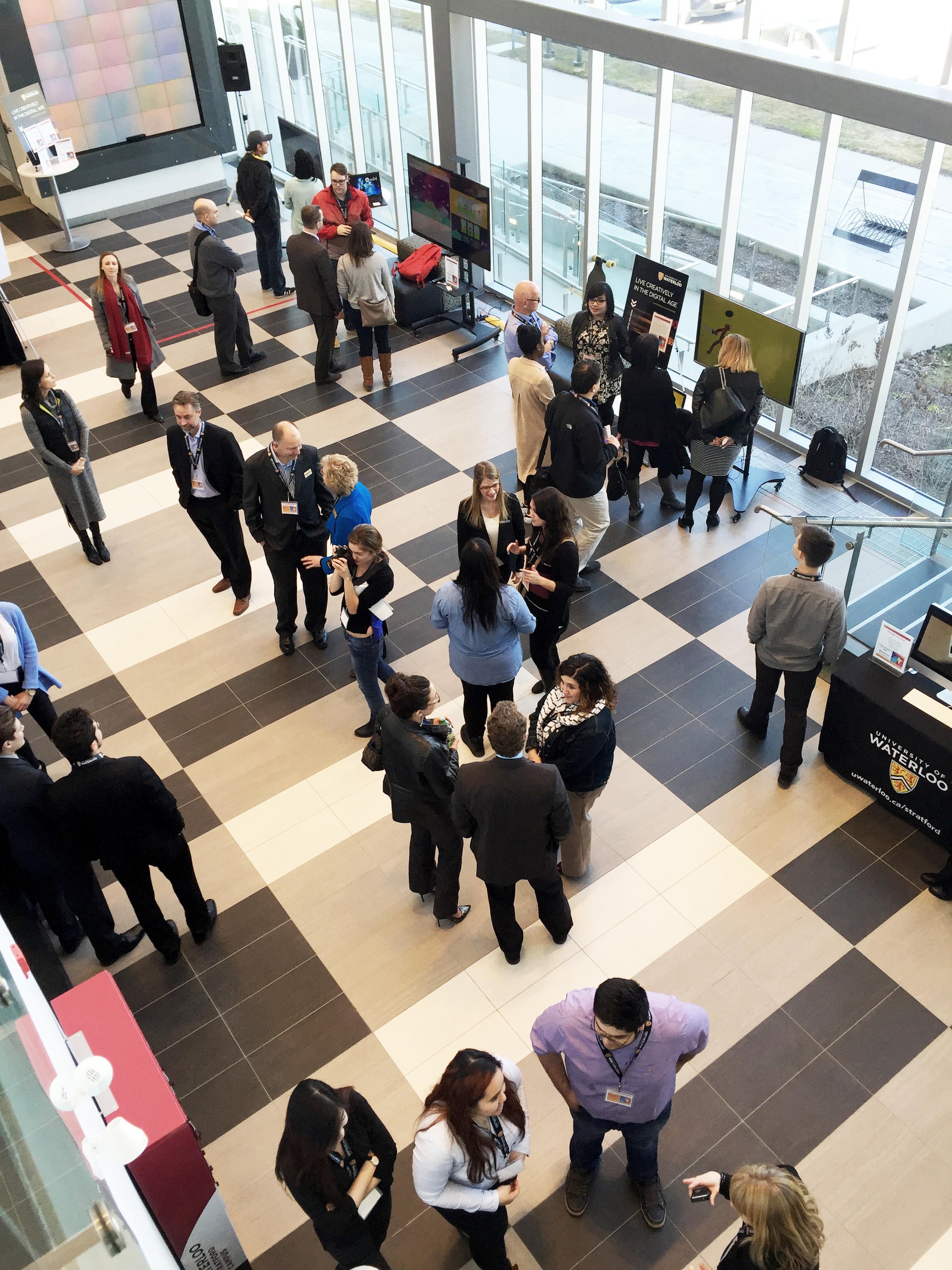 group gathered at exhibition