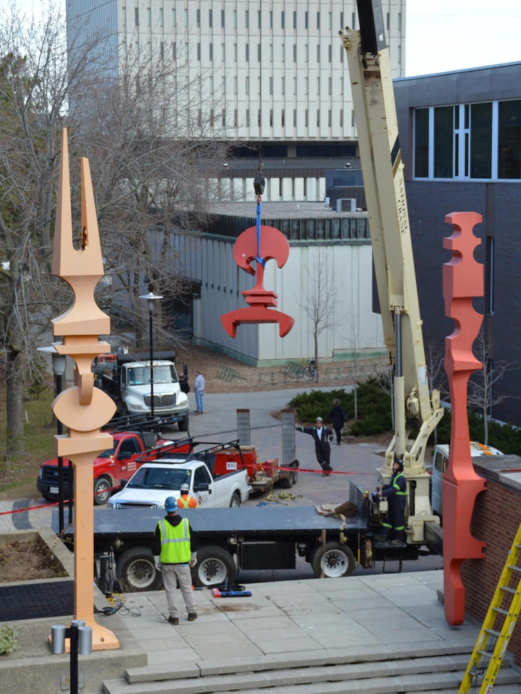 Hagey Hall sculptures being removed from courtyard