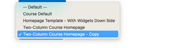 image showing where to select two column course homepage default setting