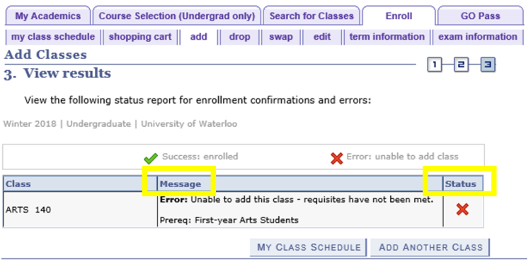 Screen shot showing the where to see if the course was added successfully.