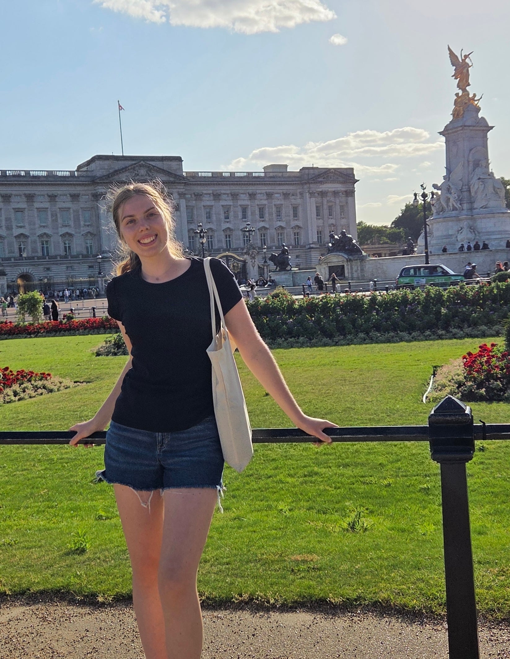 Anita standing outside a building