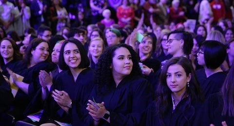 Undergraduate students in robes at convocation ceremony