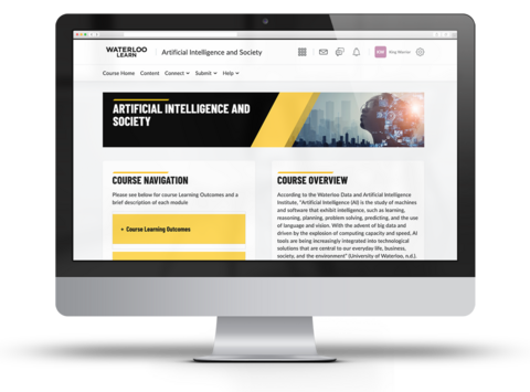 a computer screen showing the AI course homepage