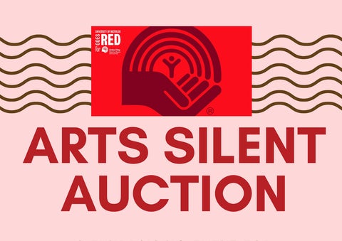 Silent auction promo with text on a pink background - content is in copy below