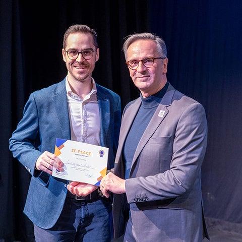 Jacob Legault-Leclair receiving his award