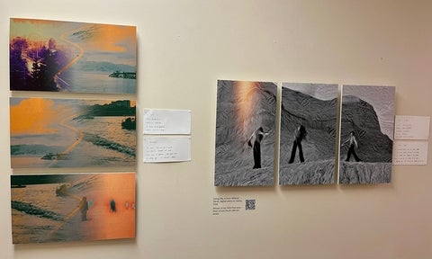 six digital prints on wall