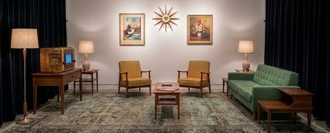 Staged 1950s era living room
