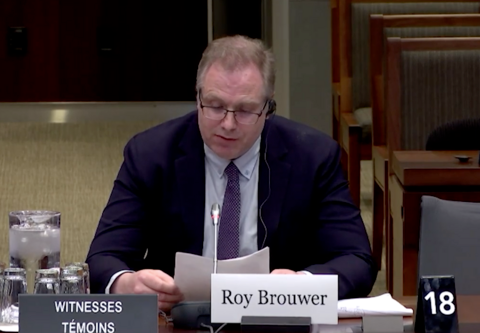 Roy Brouwer testifying at the House of Commons