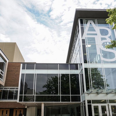 Hagey Hall exterior showing the Arts sign