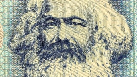Image of Karl Marx on old banknote