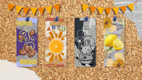 Bookmarks on a cork board