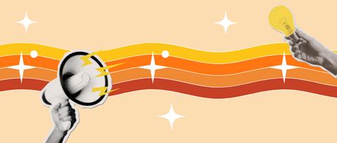 Graphic with hands holding a megaphone and lightbulb