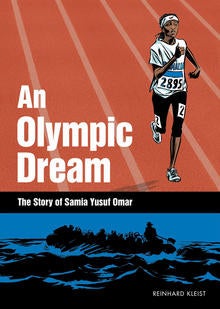 book cover with graphic of runner