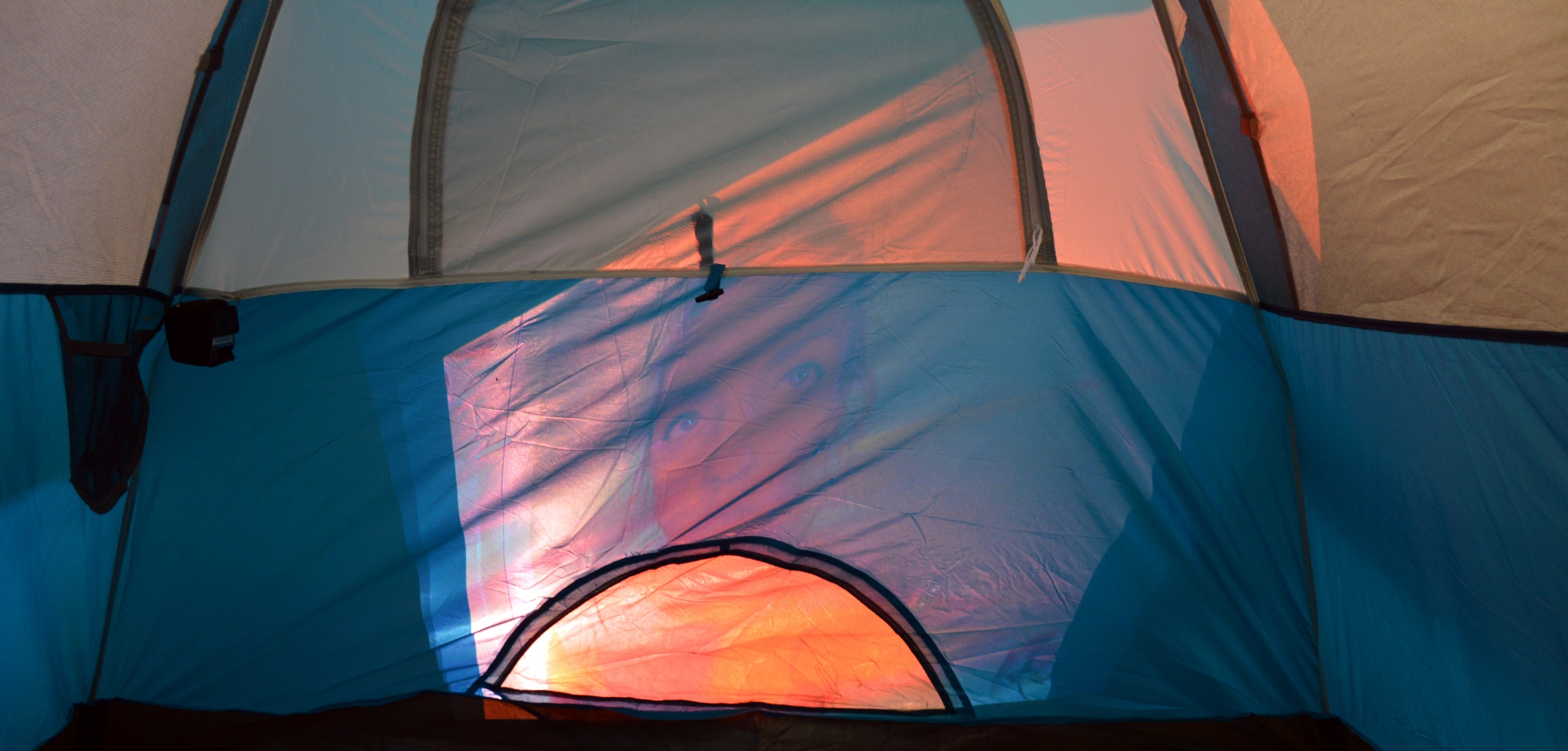 Video plays in tent