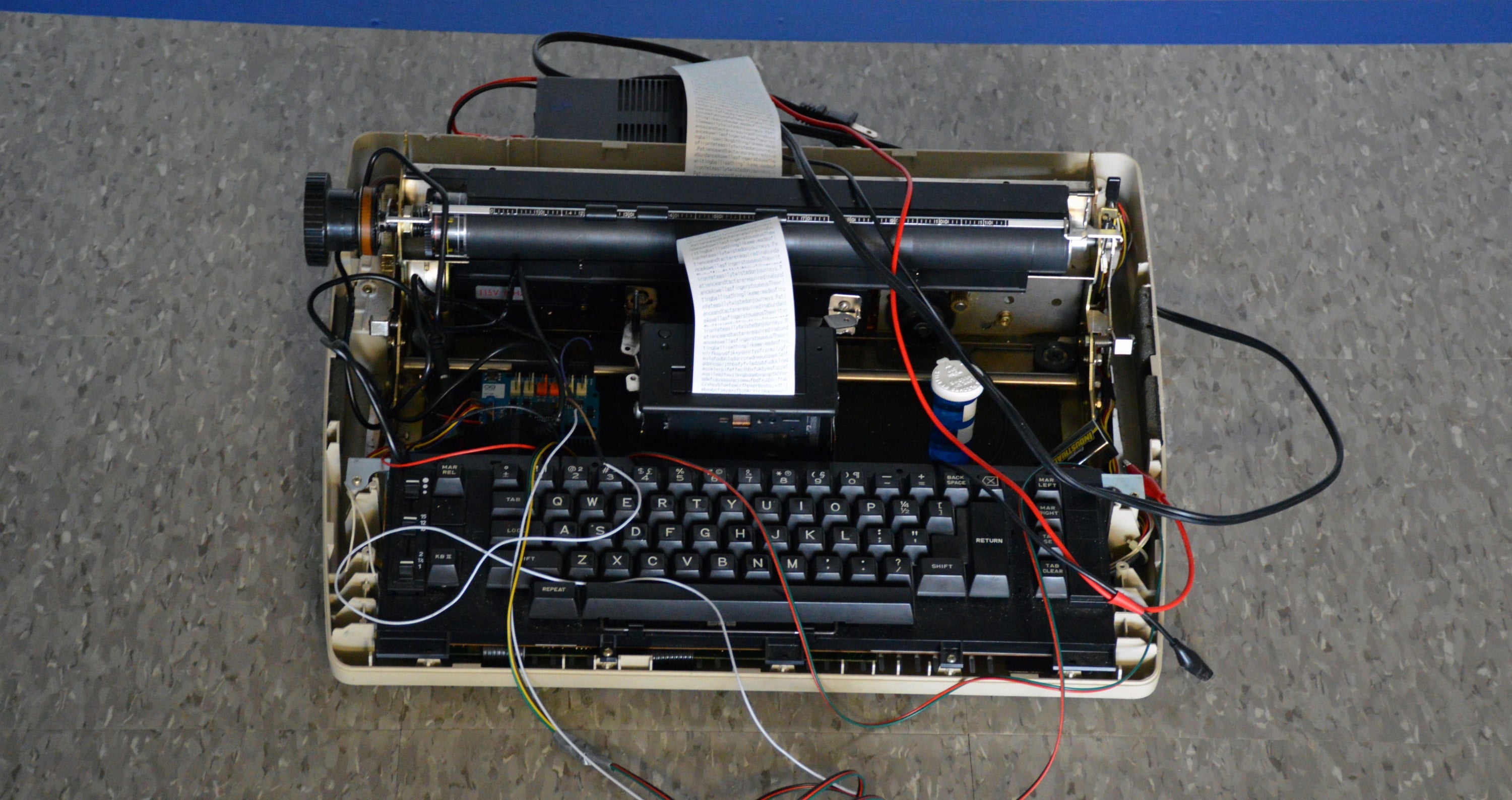 Typewriter with wires