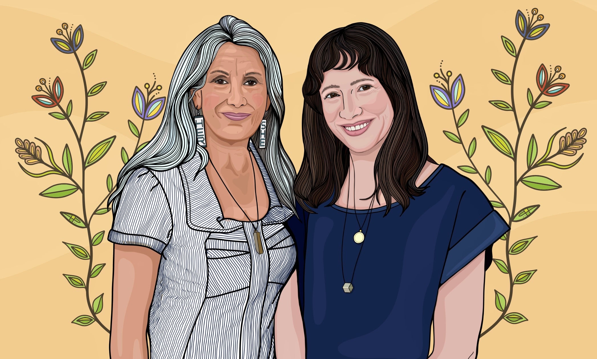 Illustration of Janie Lauzon and Kaitlyn Riordan