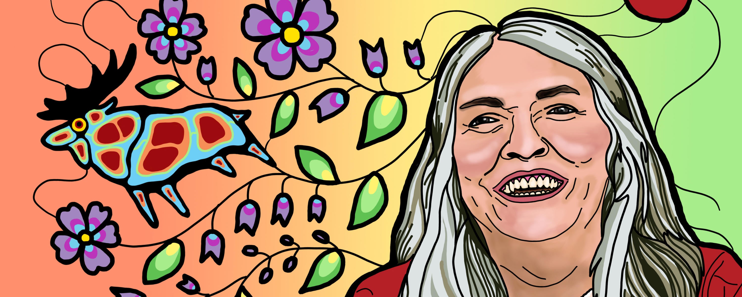 Lee Maracle illustration with animals and flowers