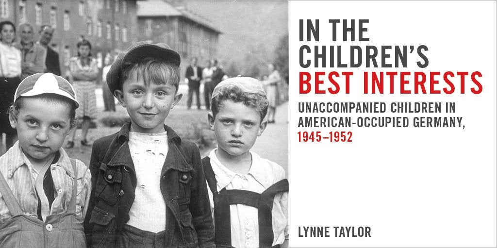 book cover with archival image of children just after World War Two
